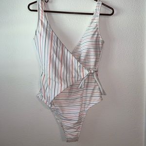 No boundaries striped white one piece